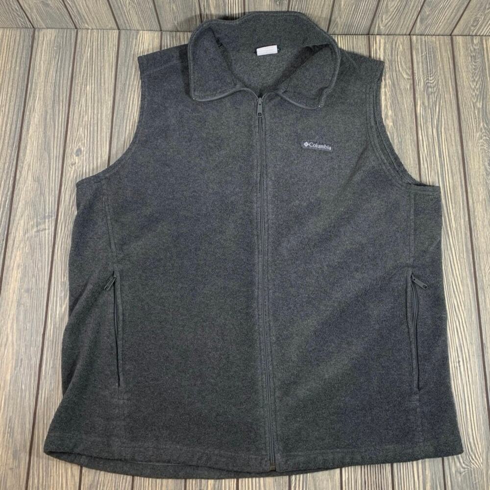 Columbia Men Fleece Vest Bodywarmer Lightweight Layering Sz 3XT Gray